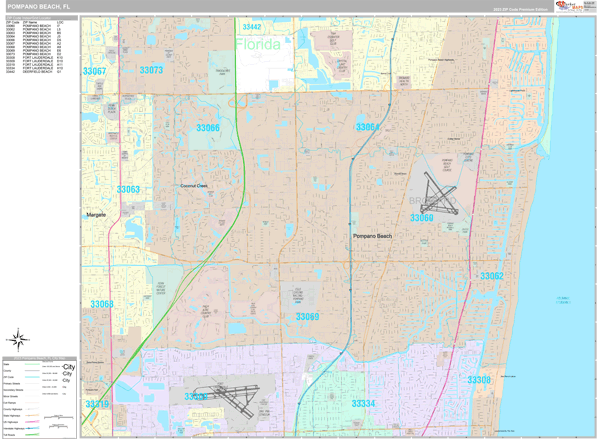 Pompano Beach, FL Wall Map